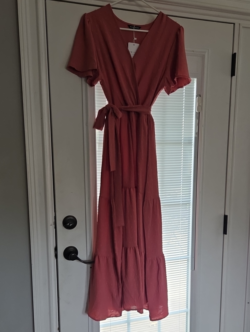 Tiered Wrap Maxi Dress in Terracotta - Women's